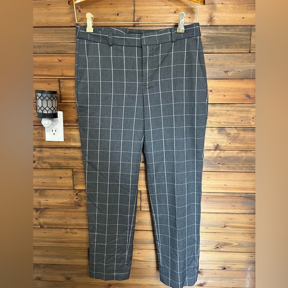 Banana Republic Avery work slacks size 6 plaid design gray and tan - Picture 1 of 9